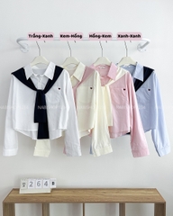 Áo Sơ Mi Số 264-B TD Lửng Thêu Tim + Khăn