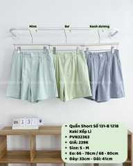 Quần Short Số 131-B 1218 Kaki Xếp Li