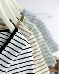 Áo Croptop Số 205-M 3522 Kẻ Cổ Vuông