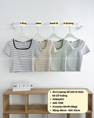 Áo Croptop Số 205-M 3522 Kẻ Cổ Vuông