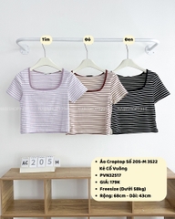 Áo Croptop Số 205-M 3522 Kẻ Cổ Vuông