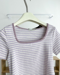 Áo Croptop Số 205-M 3522 Kẻ Cổ Vuông