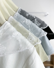 Áo Croptop Số 207-U 6128 Nhún Eo + Khăn Ren