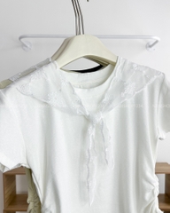 Áo Croptop Số 207-U 6128 Nhún Eo + Khăn Ren