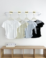 Áo Croptop Số 207-U 6128 Nhún Eo + Khăn Ren