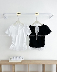 Áo Kiểu Số 229-U 817 Cổ Viền Lai Bèo + Dây Ren