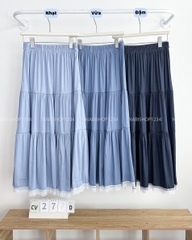 Chân Váy Số 277-D 1067 Dài Jean Giấy 3 Tầng