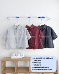Áo Sơ Mi Số 302-B Lửng Kẻ Thêu Hình