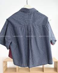 Áo Sơ Mi Số 302-B Lửng Kẻ Thêu Hình
