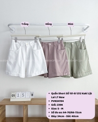 Quần Short Số 151-B 1212 Kaki Lật Lai LT New