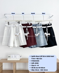 Quần Short Số 152-A 3092 Kaki Trơn + Nịt Cún