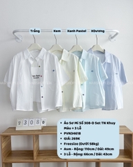 Áo Sơ Mi Số 308-D Set TN Khuy Màu + 3 Lỗ