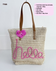 Túi Số 166-H 603 Tote Cói Hello + Kẹp Hoa