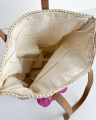 Túi Số 166-H 603 Tote Cói Hello + Kẹp Hoa