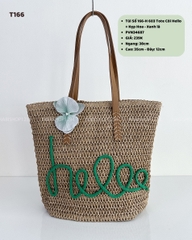 Túi Số 166-H 603 Tote Cói Hello + Kẹp Hoa