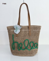 Túi Số 166-H 603 Tote Cói Hello + Kẹp Hoa