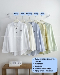 Áo Sơ Mi Số 315-D 2065 TD Thêu Nơ