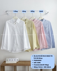 Áo Sơ Mi Số 316-D 8503 TD Túi Cài Khuy