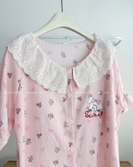 Đồ Ngủ Số 28-C Cổ Ren Thêu Thỏ 3 Món
