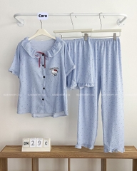 Đồ Ngủ Số 29-C Nơ Đỏ Thêu Mèo 3 Món