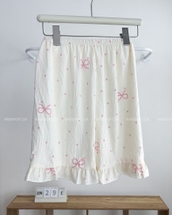 Đồ Ngủ Số 29-C Nơ Đỏ Thêu Mèo 3 Món