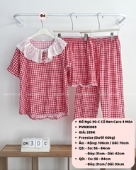 Đồ Ngủ Số 30-C Cổ Ren Caro 3 Món