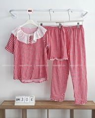 Đồ Ngủ Số 30-C Cổ Ren Caro 3 Món