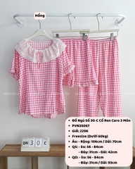 Đồ Ngủ Số 30-C Cổ Ren Caro 3 Món