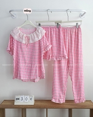 Đồ Ngủ Số 30-C Cổ Ren Caro 3 Món
