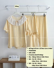 Đồ Ngủ Số 30-C Cổ Ren Caro 3 Món