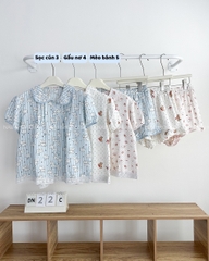 Đồ Ngủ Số 22-C Pijama Đũi Nhăn Ren Hình