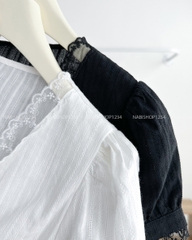 Áo Kiểu Số 303-B 6099 Cổ V Ren Nhún Sau