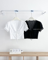 Áo Kiểu Số 303-B 6099 Cổ V Ren Nhún Sau