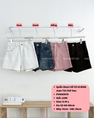 Quần Short Số 121-B 8558 Jean Túi Chữ Sau