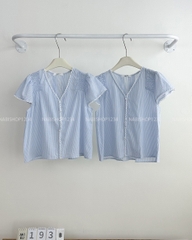 Áo Kiểu Số 193-B Tay Hến Sọc Viền Ren