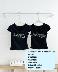 Áo Kiểu Số 204-D 9230 Trễ Vai In Chữ
