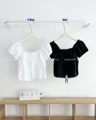 Áo Kiểu Số 217-D 3234 Cổ Vuông Ren Tay Phồng