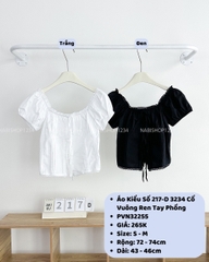 Áo Kiểu Số 217-D 3234 Cổ Vuông Ren Tay Phồng