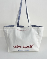 Túi Số 124-N Tote Thêu Chữ Creme