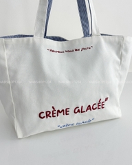 Túi Số 124-N Tote Thêu Chữ Creme