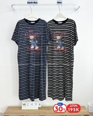 (S30%) Váy Số 149-A Thun Kẻ Gấu NIG