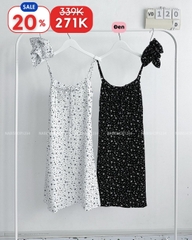 Váy Số 120-D 85355 2 Dây Hoa Kèm Buộc Tóc