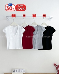 (S30%) Áo Croptop Số 189-D 3190 Tay Hến Cổ V