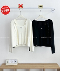 Áo Len Số 78-M Set Cardigan Kèm 2S Nơ