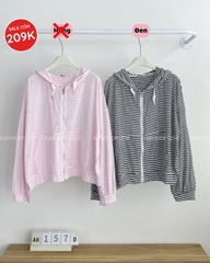 Áo Khoác Số 157-D 7362 Zip Kẻ Ngang