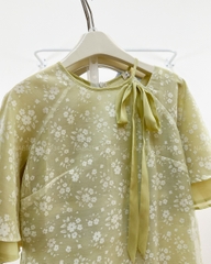 Áo Dài Số 26-D Tơ Hoa Buộc Nơ