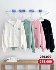 (G30K) Áo Khoác Số 279-A 090 Hoodie Zip Thêu Cún