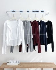 Áo Khoác Số 303-D 6617 Set Liền 3 Lỗ Nhún Eo