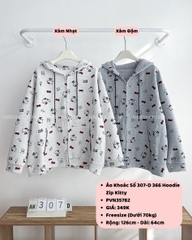 Áo Khoác Số 307-D 366 Hoodie Zip Kitty