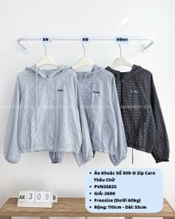 Áo Khoác Số 309-D 1106 Zip Caro Thêu Chữ